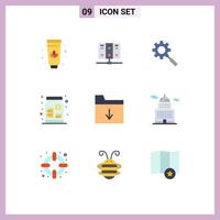 Universal Icon Symbols Group of 9 Modern Flat Colors of administration folder gear document venture Editable Vector Design Elements