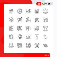 Stock Vector Icon Pack of 25 Line Signs and Symbols for ui essential love basic laptop Editable Vector Design Elements