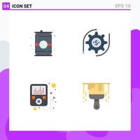 Editable Vector Line Pack of 4 Simple Flat Icons of drink player water dollar construction Editable Vector Design Elements