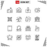 16 iconos estilo de línea basados en cuadrícula símbolos de esquema creativos para el diseño de sitios web signos de icono de línea simple aislados en fondo blanco 16 conjunto de iconos fondo de vector de icono negro creativo