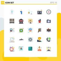 25 iconos creativos, signos y símbolos modernos de moneda comercial, cinta de bebida, casete de audio, elementos de diseño vectorial editables vector