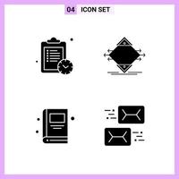 4 Icons in Solid Style Glyph Symbols on White Background Creative Vector Signs for Web mobile and Print Creative Black Icon vector background