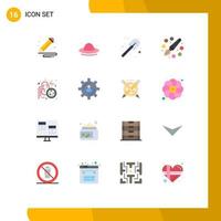 16 User Interface Flat Color Pack of modern Signs and Symbols of ureters lungs disease construction painting drawing Editable Pack of Creative Vector Design Elements