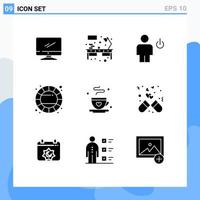 9 Creative Icons Modern Signs and Symbols of color wheel creative workplace color human Editable Vector Design Elements