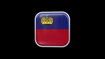 3d liechtenstein flagga fyrkant ikon animering transparent bakgrund fri video