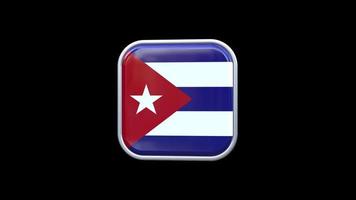 animação de ícone quadrado de bandeira de cuba 3d fundo transparente vídeo grátis video