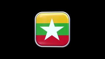 3d Myanmar Flag Square Icon Animation Transparent Background Free Video