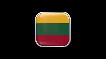 3d Lithuania Flag Square Icon Animation Transparent Background Free Video