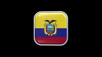 animação de ícone quadrado de bandeira do equador 3d fundo transparente vídeo grátis video