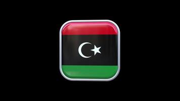 3d libyen flagga fyrkant ikon animering transparent bakgrund fri video