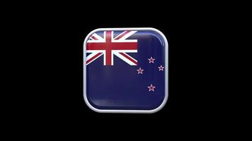 3d New Zealand Flag Square Icon Animation Transparent Background Free Video