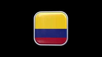 animação de ícone quadrado de bandeira da colômbia 3d fundo transparente vídeo grátis