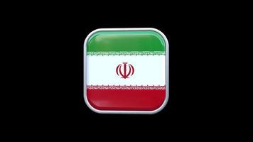 3D-Iran-Flaggenquadrat-Symbolanimation transparenter Hintergrund kostenloses Video