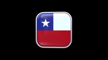 3d chile flagga fyrkant ikon animering transparent bakgrund fri video