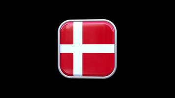3d Denmark Flag Square Icon Animation Transparent Background Free Video