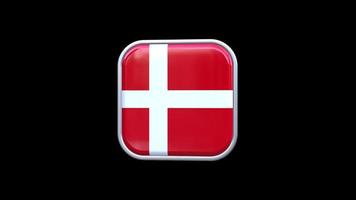 3d Denmark Flag Square Icon Animation Transparent Background Free Video