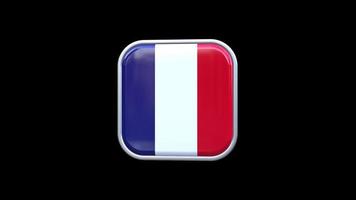 3d France Flag Square Icon Animation Transparent Background Free Video