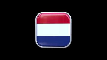 3d Nederland vlag plein icoon animatie transparant achtergrond vrij video