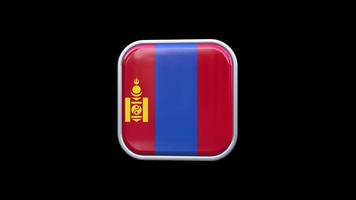 3d Mongolia Flag Square Icon Animation Transparent Background Free Video