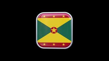 3d Grenada Flag Square Icon Animation Transparent Background Free Video