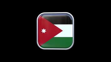 3d Jordanië vlag plein icoon animatie transparant achtergrond vrij video