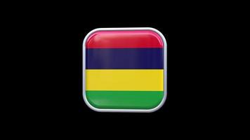 3d Mauritius Flag Square Icon Animation Transparent Background Free Video