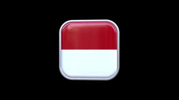 3D-Monaco-Flaggenquadrat-Symbolanimation, transparenter Hintergrund, kostenloses Video