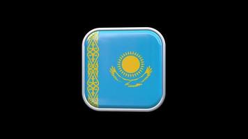 3d Kazakhstan Flag Square Icon Animation Transparent Background Free Video