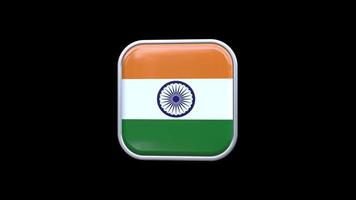 3d India Flag Square Icon Animation Transparent Background Free Video