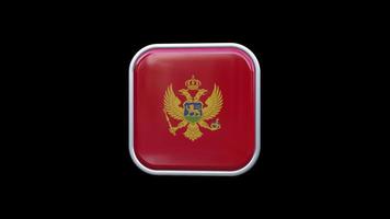 3D-Montenegro-Flaggenquadrat-Symbolanimation transparenter Hintergrund kostenloses Video