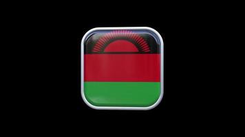 3d malawi flagga fyrkant ikon animering transparent bakgrund fri video