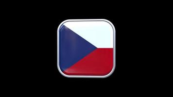3d tchequia república checa bandeira ícone quadrado animação fundo transparente vídeo grátis video