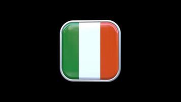 3d Ierland vlag plein icoon animatie transparant achtergrond vrij video
