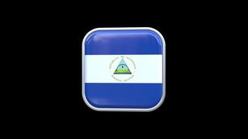 3D-Nicaragua-Flaggenquadrat-Symbolanimation, transparenter Hintergrund, kostenloses Video