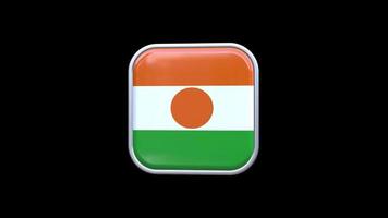 3D-Niger-Flaggenquadrat-Symbolanimation, transparenter Hintergrund, kostenloses Video