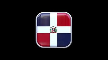 animação de ícone quadrado de bandeira da república dominicana 3d fundo transparente vídeo grátis video
