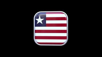 3d Liberia Flag Square Icon Animation Transparent Background Free Video