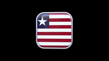 3d liberia bandera icono cuadrado animación fondo transparente video gratis