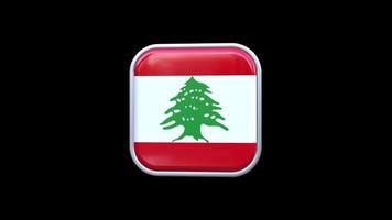 3d líbano bandera icono cuadrado animación fondo transparente video gratis