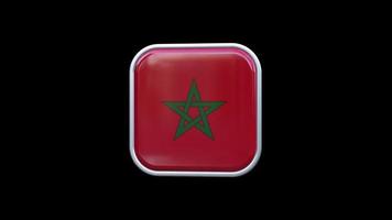 3d maroc drapeau carré icône animation fond transparent vidéo gratuite video