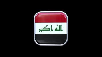animação de ícone quadrado da bandeira do iraque 3d fundo transparente vídeo grátis video