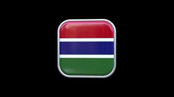 3d gambia flagga fyrkant ikon animering transparent bakgrund fri video