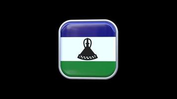 3d Lesotho Flag Square Icon Animation Transparent Background Free Video