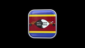 3d Eswatini fmr. Swaziland Flag Square Icon Animation Transparent Background Free Video