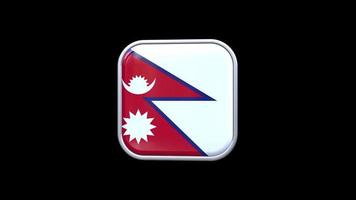 3d Nepal vlag plein icoon animatie transparant achtergrond vrij video