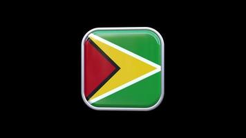 3D Guyana-Flaggen-Quadrat-Symbol-Animation transparenter Hintergrund kostenloses Video