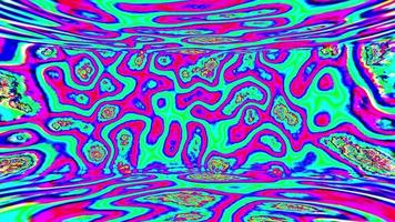 gloeiend psychedelisch patroon levendig neon kleur morphing illusie kamer verdieping achtergrond lus video