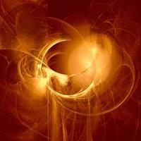 bright abstract background of glowing weaves of orange lines on a dark background, design, illustration photo