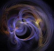 bright abstract background of glowing weaves of purple lines on a dark background, design, illustration photo