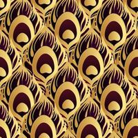 seamless pattern black purple peacock feather with thick golden outline, texture, design photo